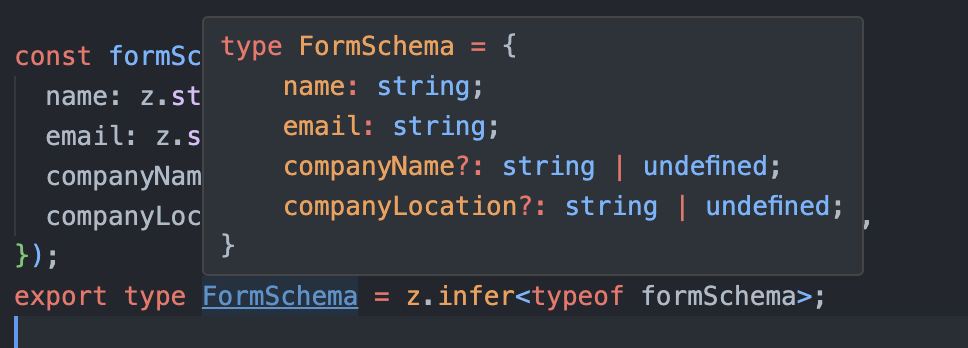 FormSchema Typescript type