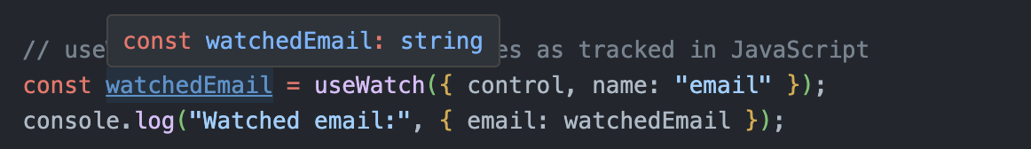 watchedEmail type is string